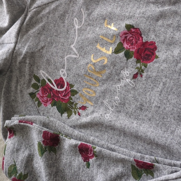 Self Esteem Girls Matching Set Size Medium Rose Zip Up Sweatshirt & Flare Pants - Picture 13 of 16